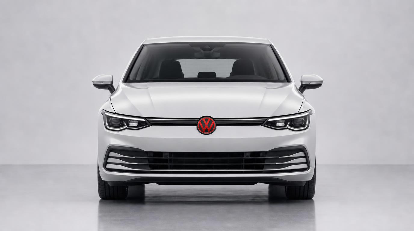 Coche blanco con el logotipo vinilado en rojo