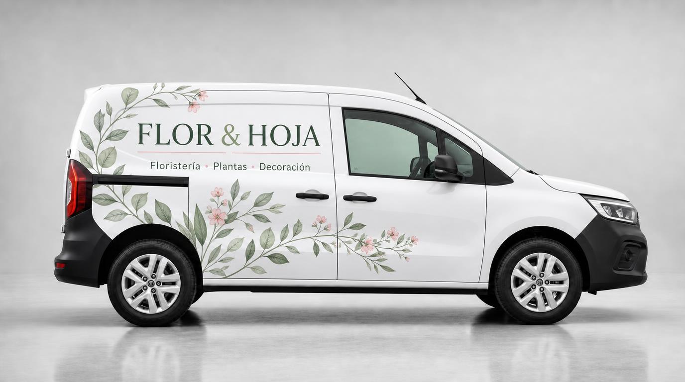 Furgoneta rotulada para una floristería