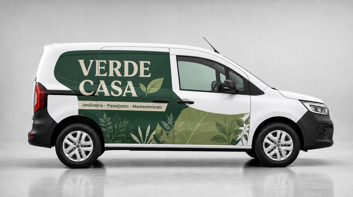 Furgoneta rotulada para una empresa de jardinería