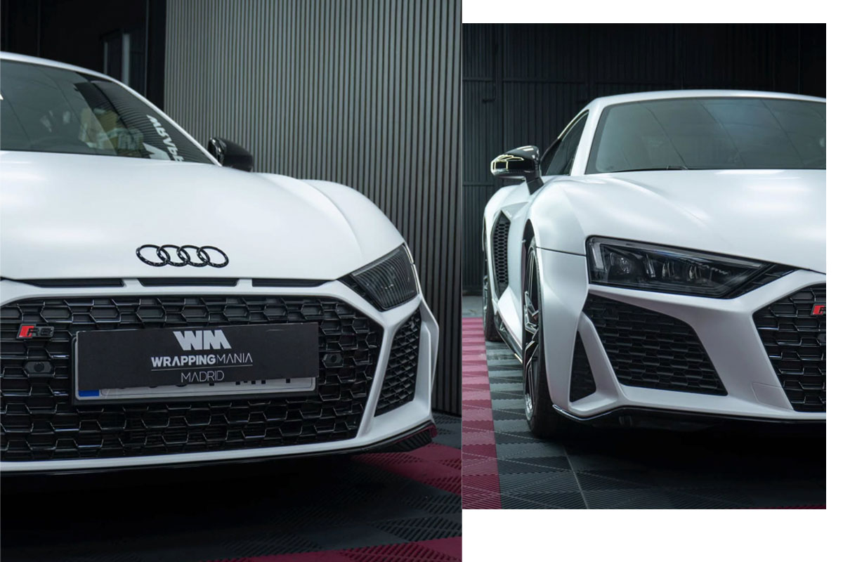 Vinilado Audi R8 en color blanco satinado